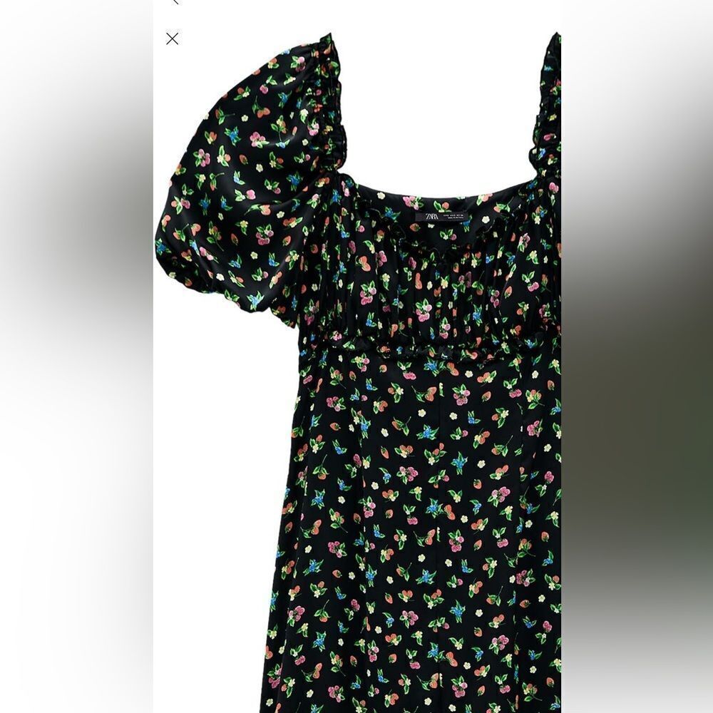 ZARA SATIN EFFECT FLORAL PRINT DRESS - Picture 4 of 4